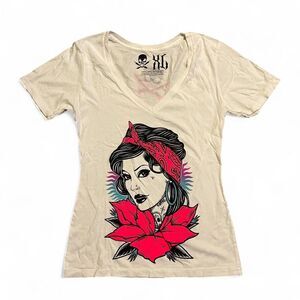 Authentic Fatal Clothing Deep V-Neck Graphic Tee